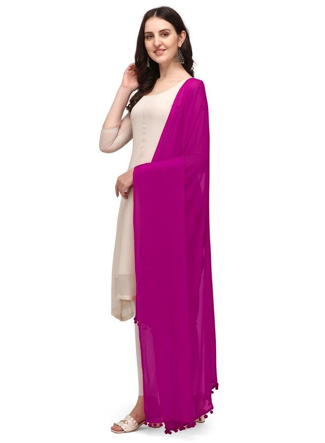 Chandrakala Chiffon Dupatta for Women, Shawl Scarf Wrap Chunni,Magenta (D274MAG) - Image 2